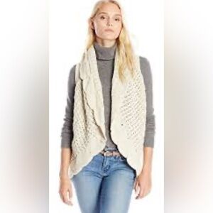 Anthropologie Pure Hand Knit Crochet Crochet Boho Sweater Vest Cream Size M